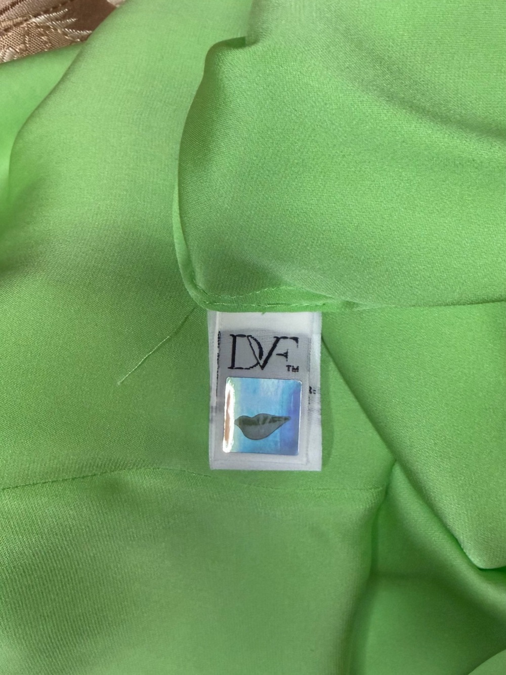 Diane Von Furstenberg Lime Green V-Neck Pleated Blouse - Picture 8 of 9